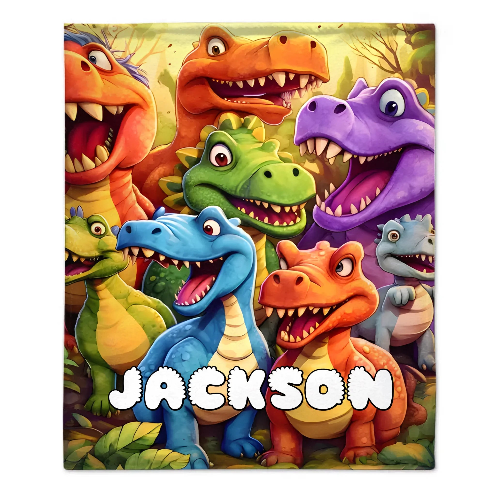 Customized Cute Dinosaur Blanket - Personalized Name - Gift For Kids, Children