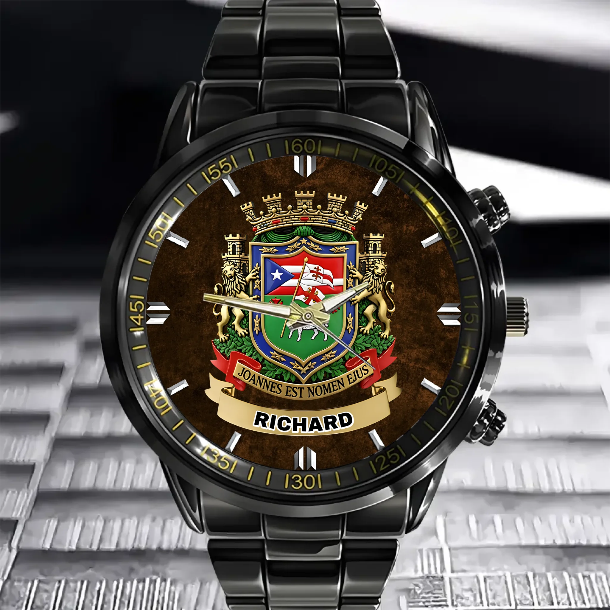 Proud Puerto Rico, Joannes Est Nomen Ejus Customized Watch – Personalized Name - Gift For Him/Her, Expats