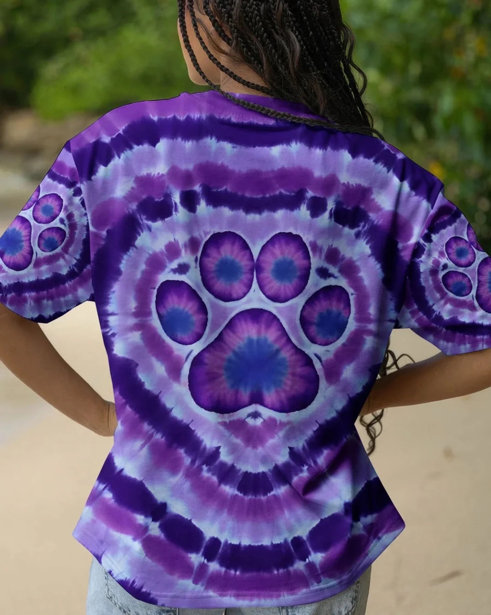 Paw Print Tie Dye All Over Print Customized Clothing – Personalized Name - Gift For Him/Her, Pet Lovers