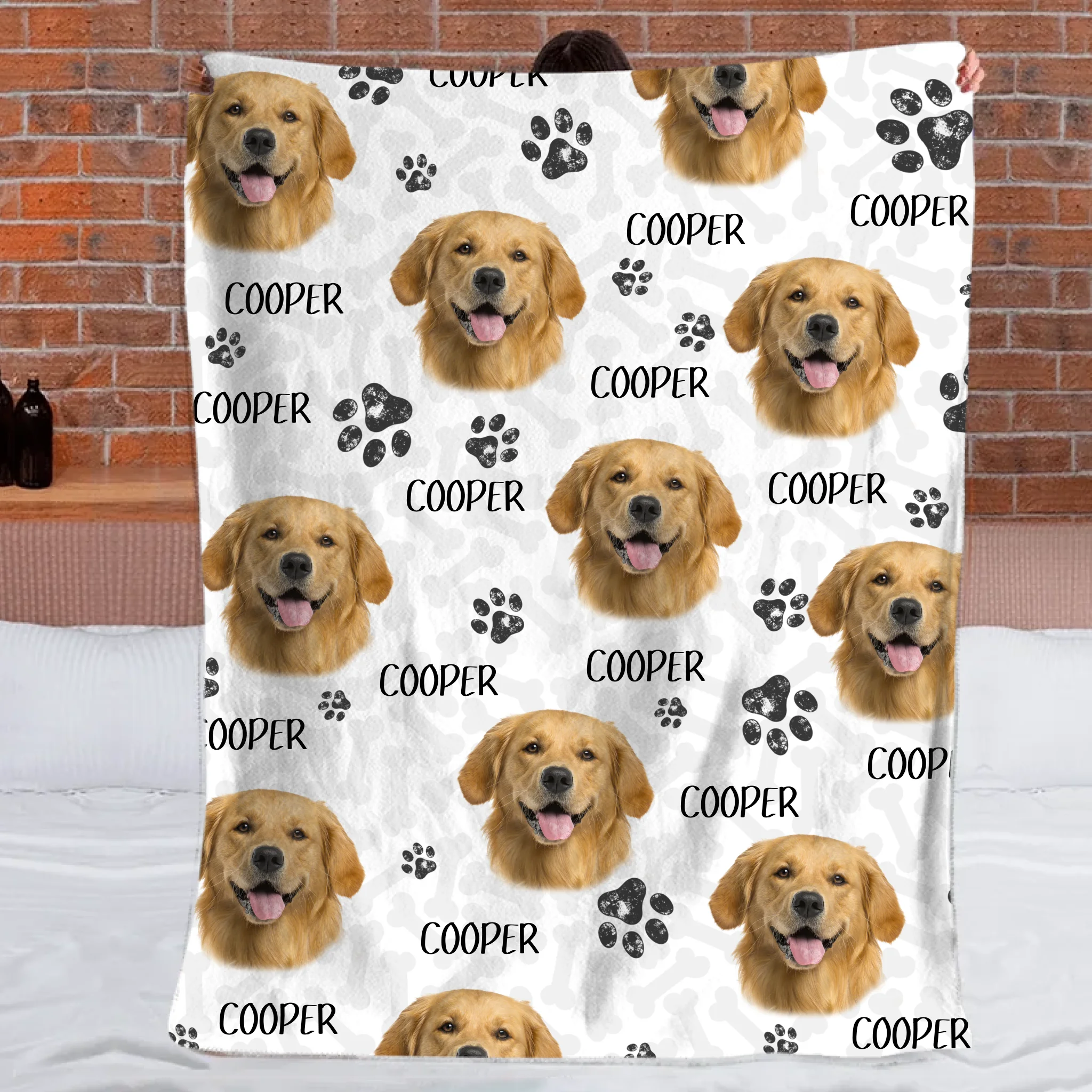 Upload Pet Image Customized Colorful Blanket – Personalized Photo and Name – Gift for Dog/Cat Lovers, Pet Lovers, Dog/Cat Mom/Dad