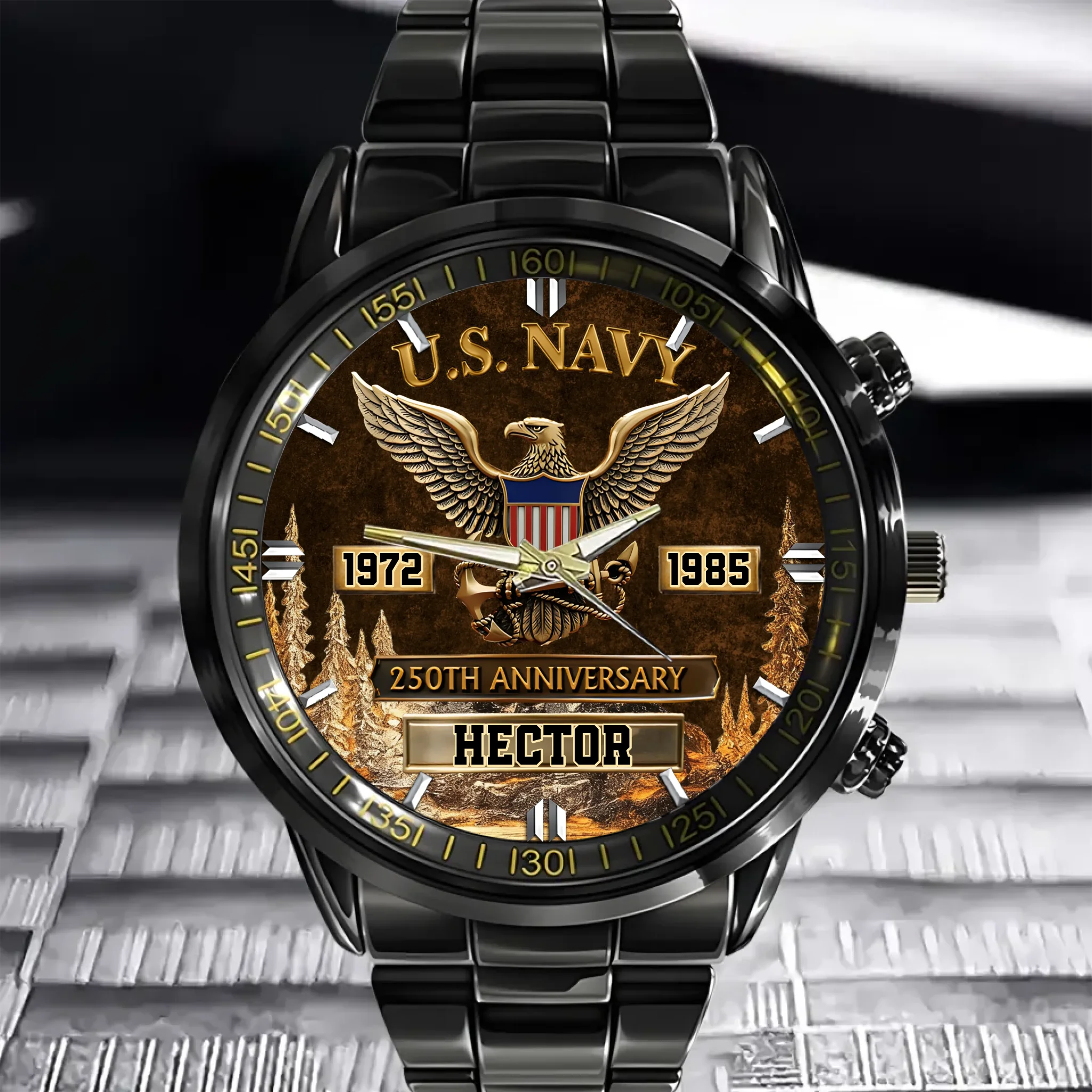 250th Anniversary Customized Veteran Watch - Personalized Name & Year And Military Branch - Gift For Veterans
