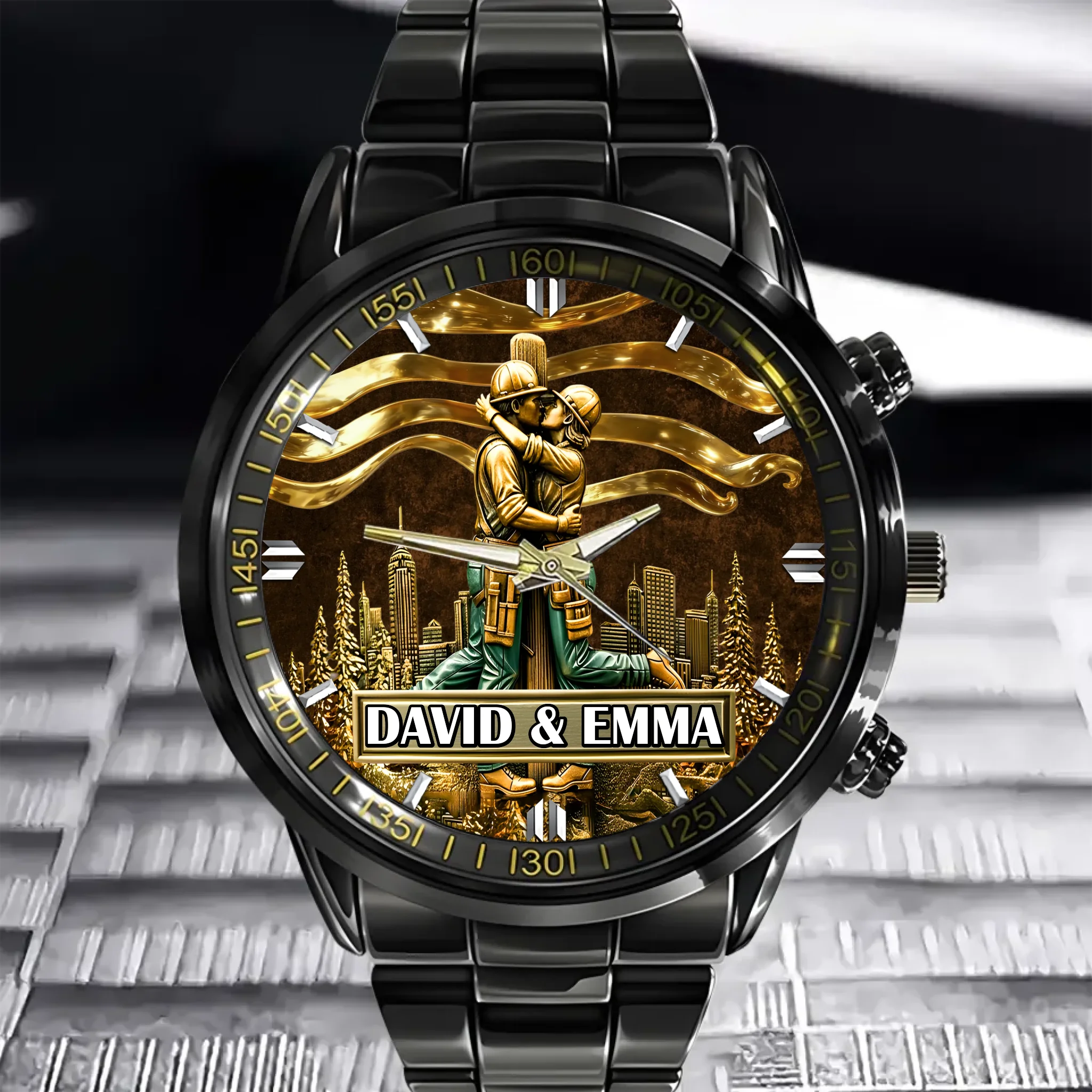 Lineman & Linewoman Legacy Custom Watch – Personalized Names – Gift for Couples, Him & Her