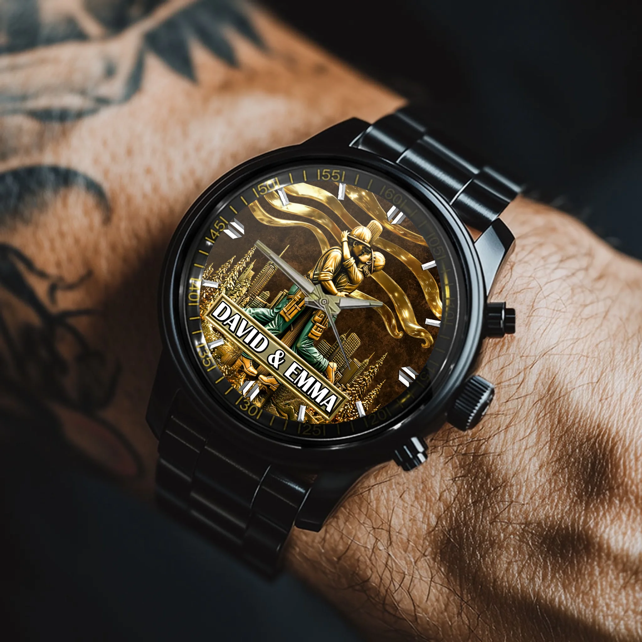 Lineman & Linewoman Legacy Custom Watch – Personalized Names – Gift for Couples, Him & Her