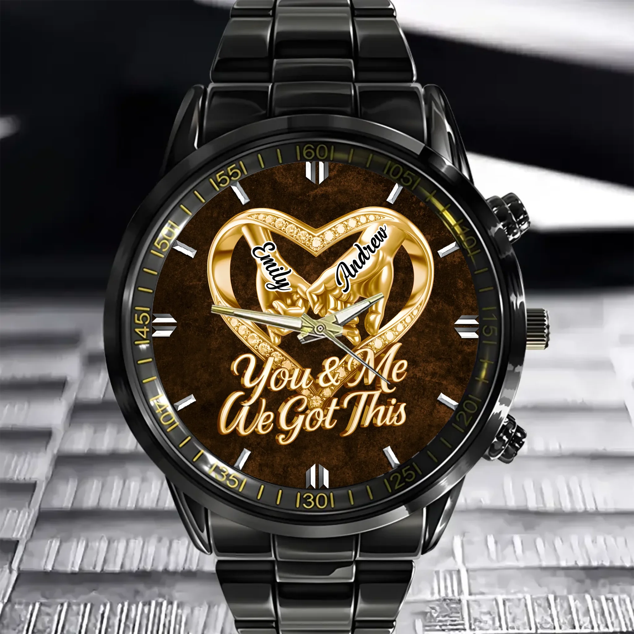 Customized Anniversary Wedding Couple Watch - Personalized Name - Gifts For Husband And Wife, Him And Her