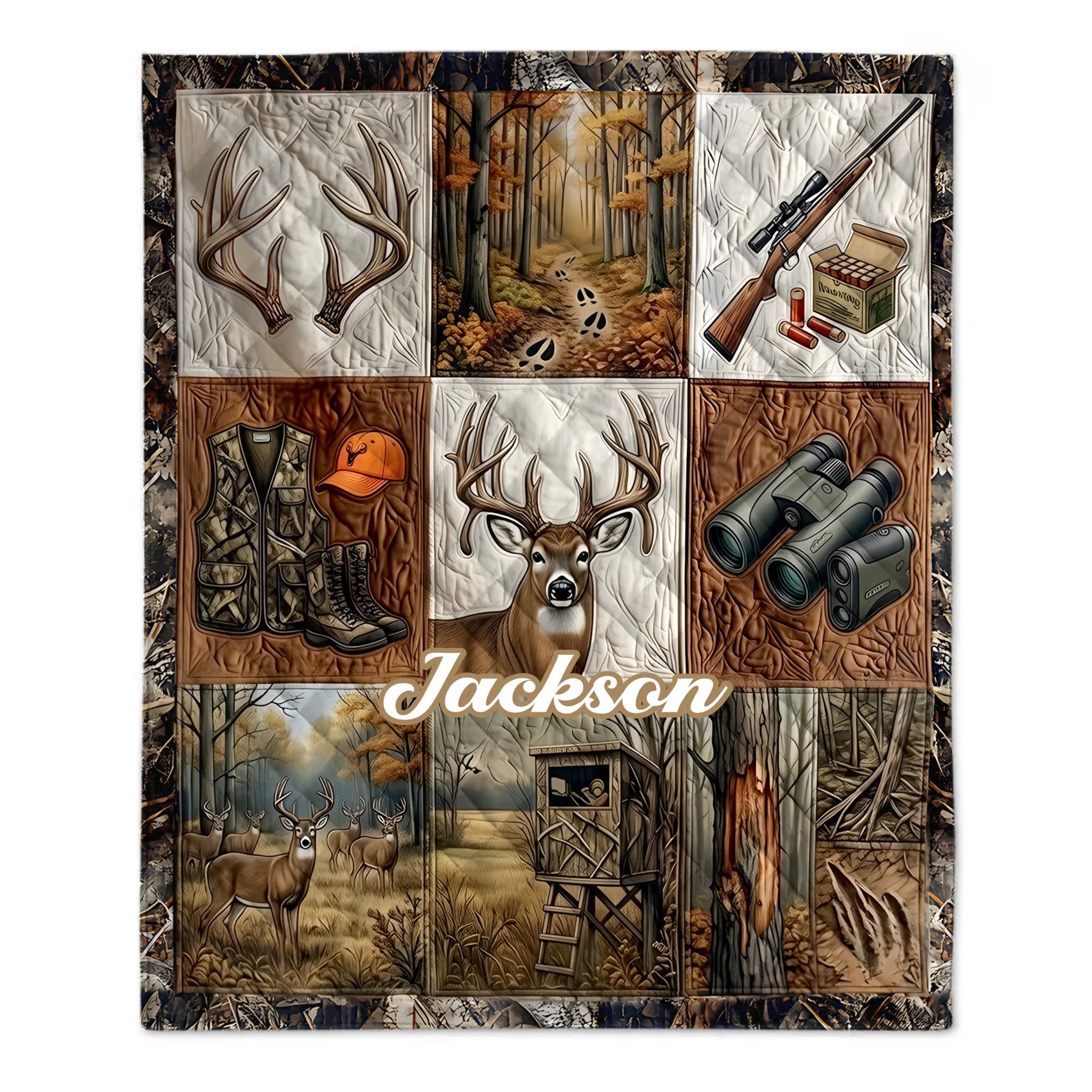 Customized Hunting-themed Blanket – Personalized Name – Gift for Hunter, Hunting Lovers