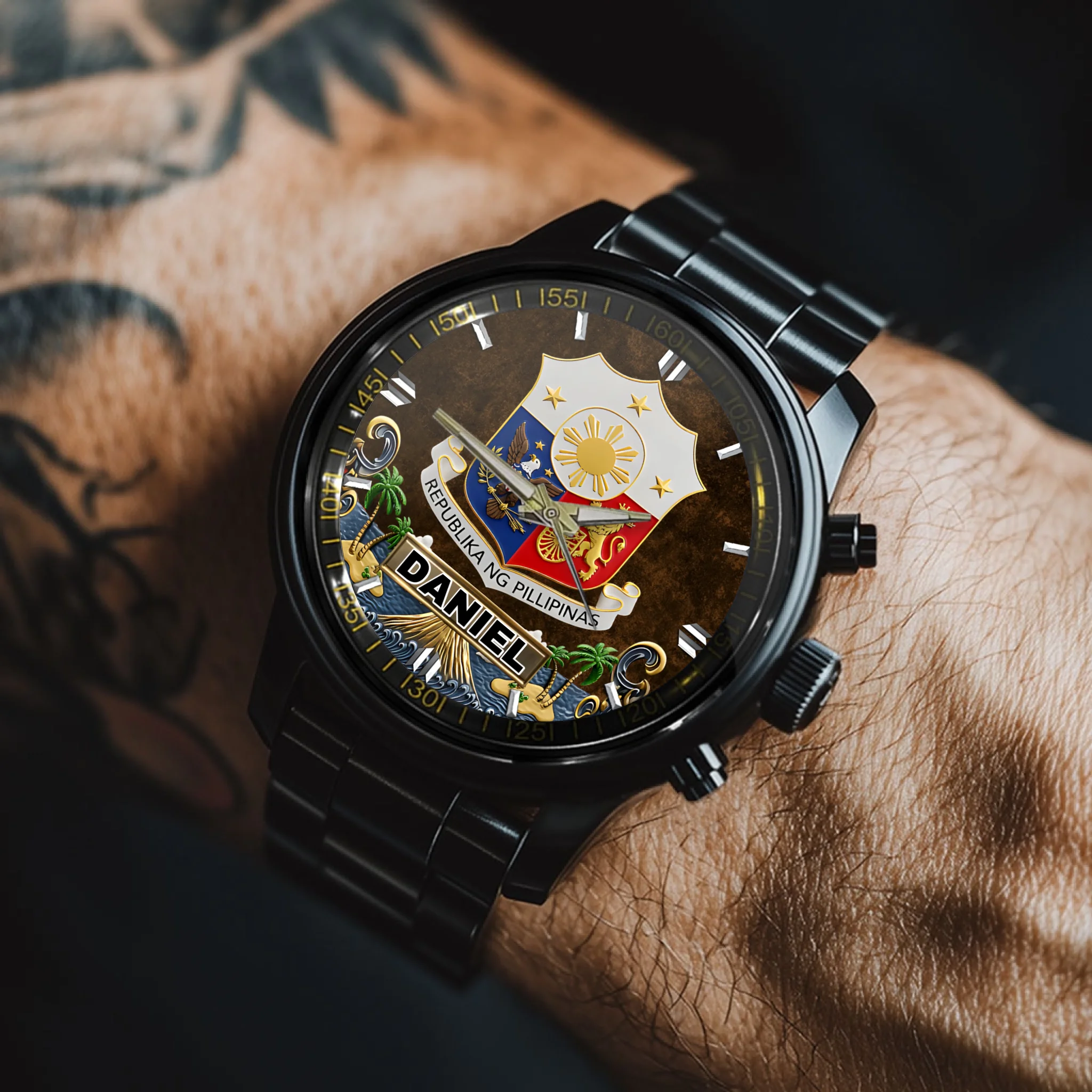 Proud Philippines Customized Watch – Personalized Name - Gift For Expats, Friends