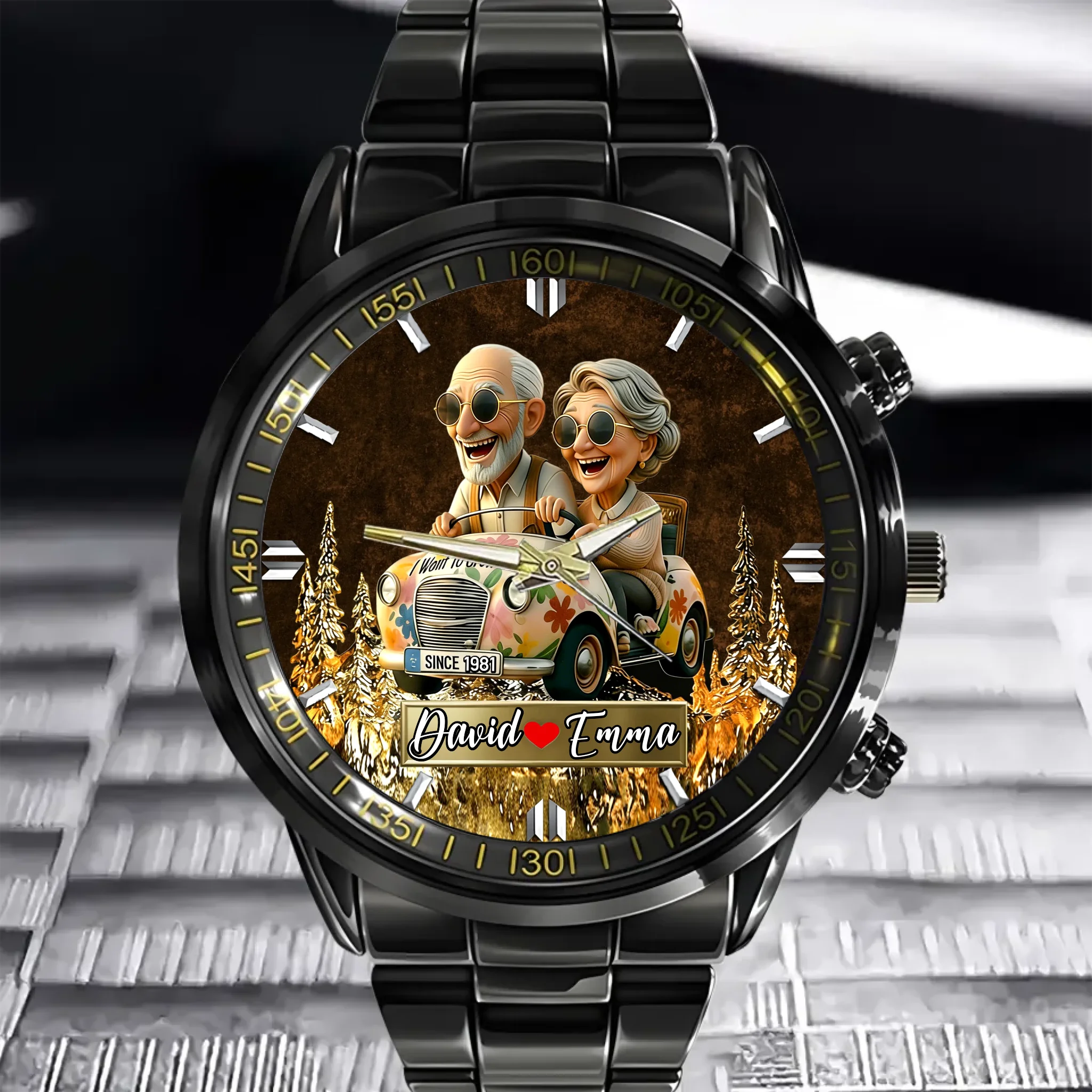 I Want To Grow Old With You Customized Watch - Personalized Names And Year - Gift For Couple, Him & Her