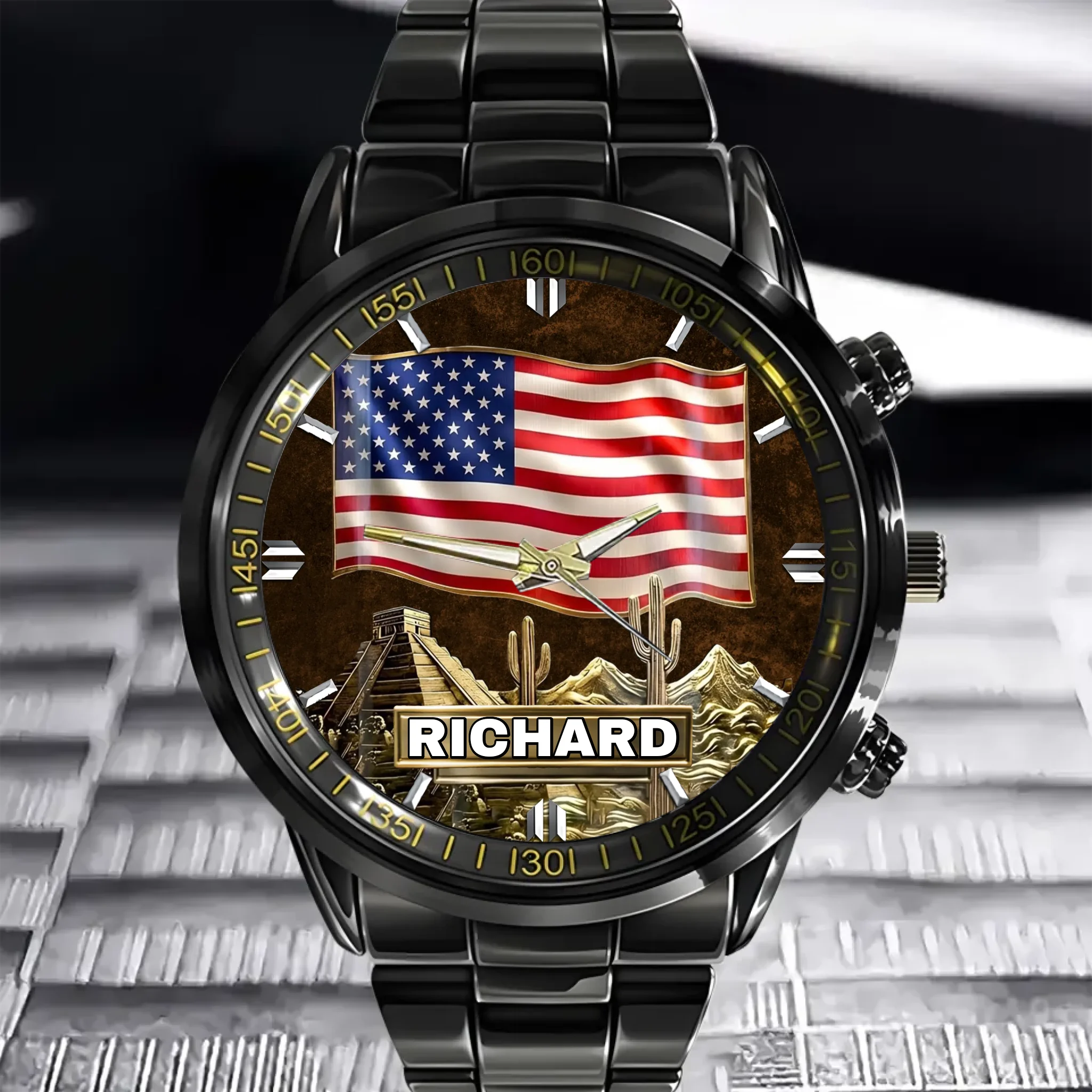 Proud American Customized Watch – Personalized Name - Gift For Friends, Family