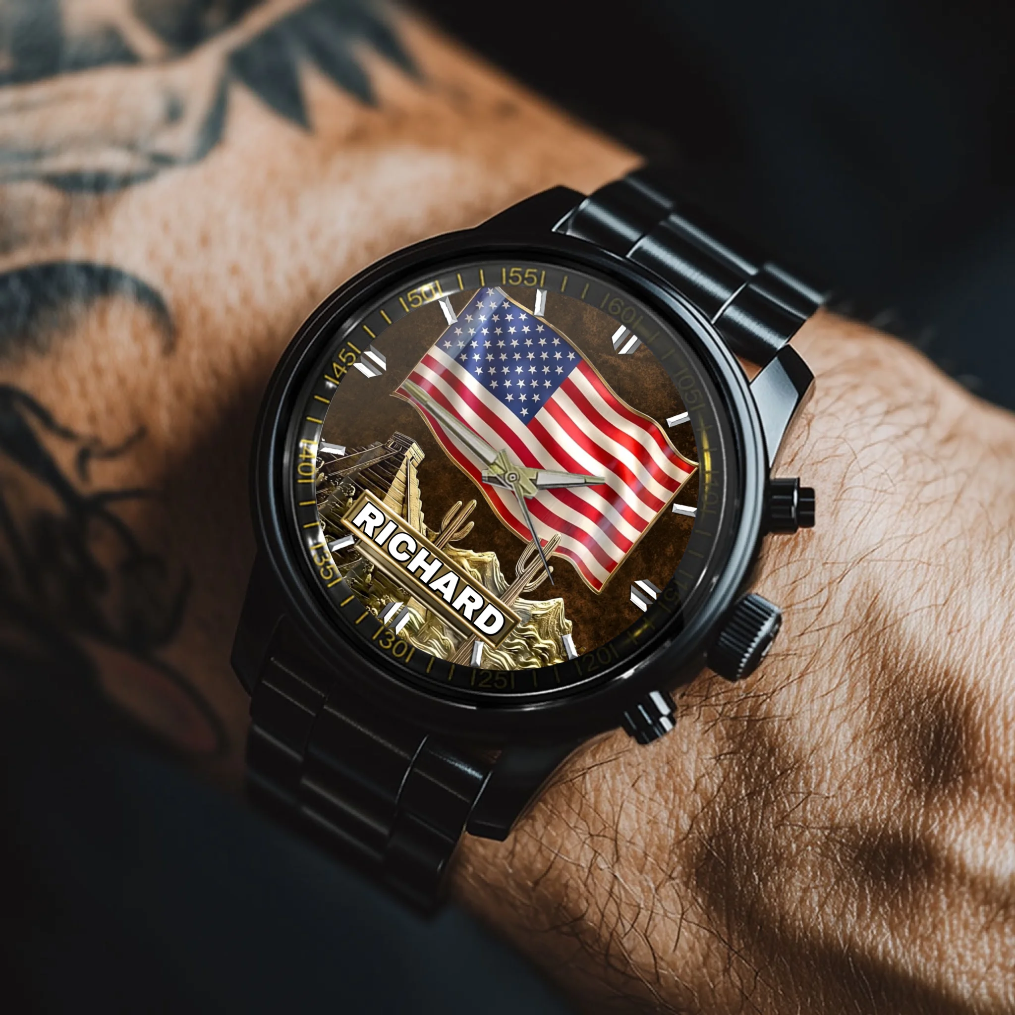 Proud American Customized Watch – Personalized Name - Gift For Friends, Family