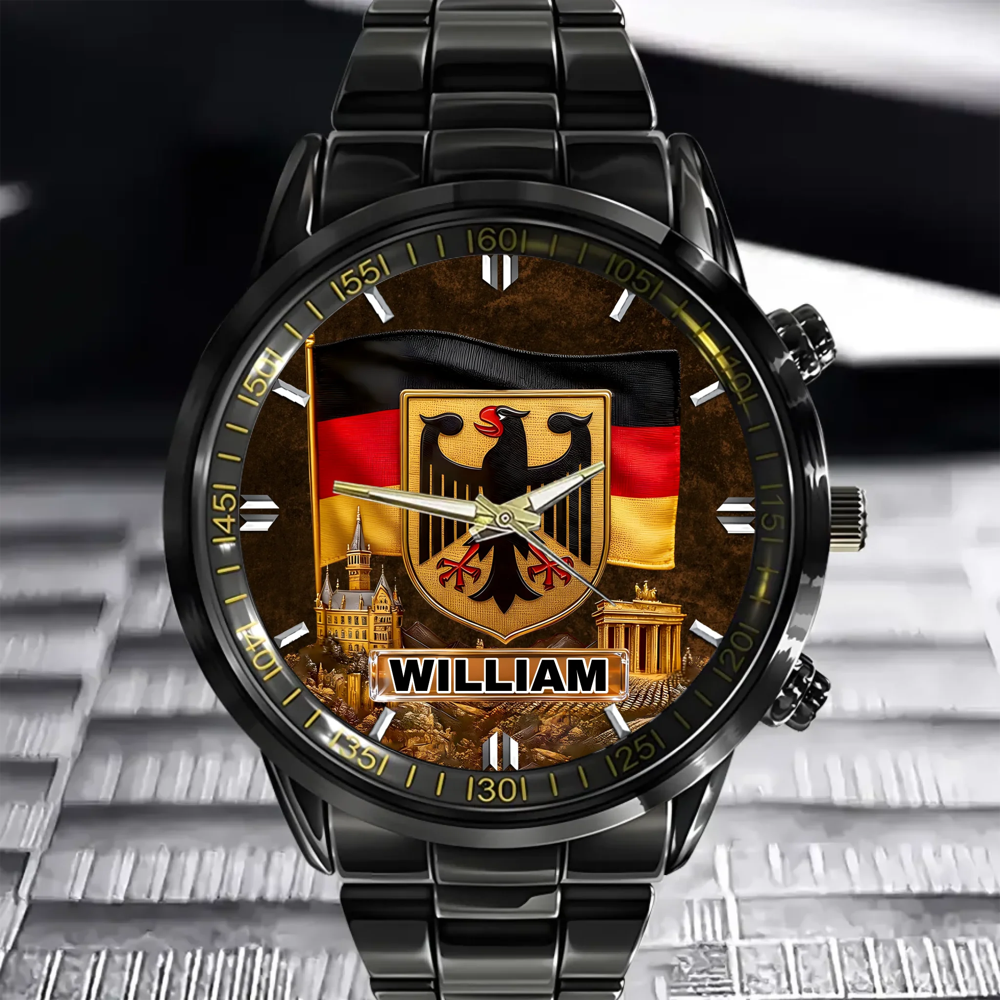 Proud German Customized Watch – Personalized Name - Gift For Expats, Friends