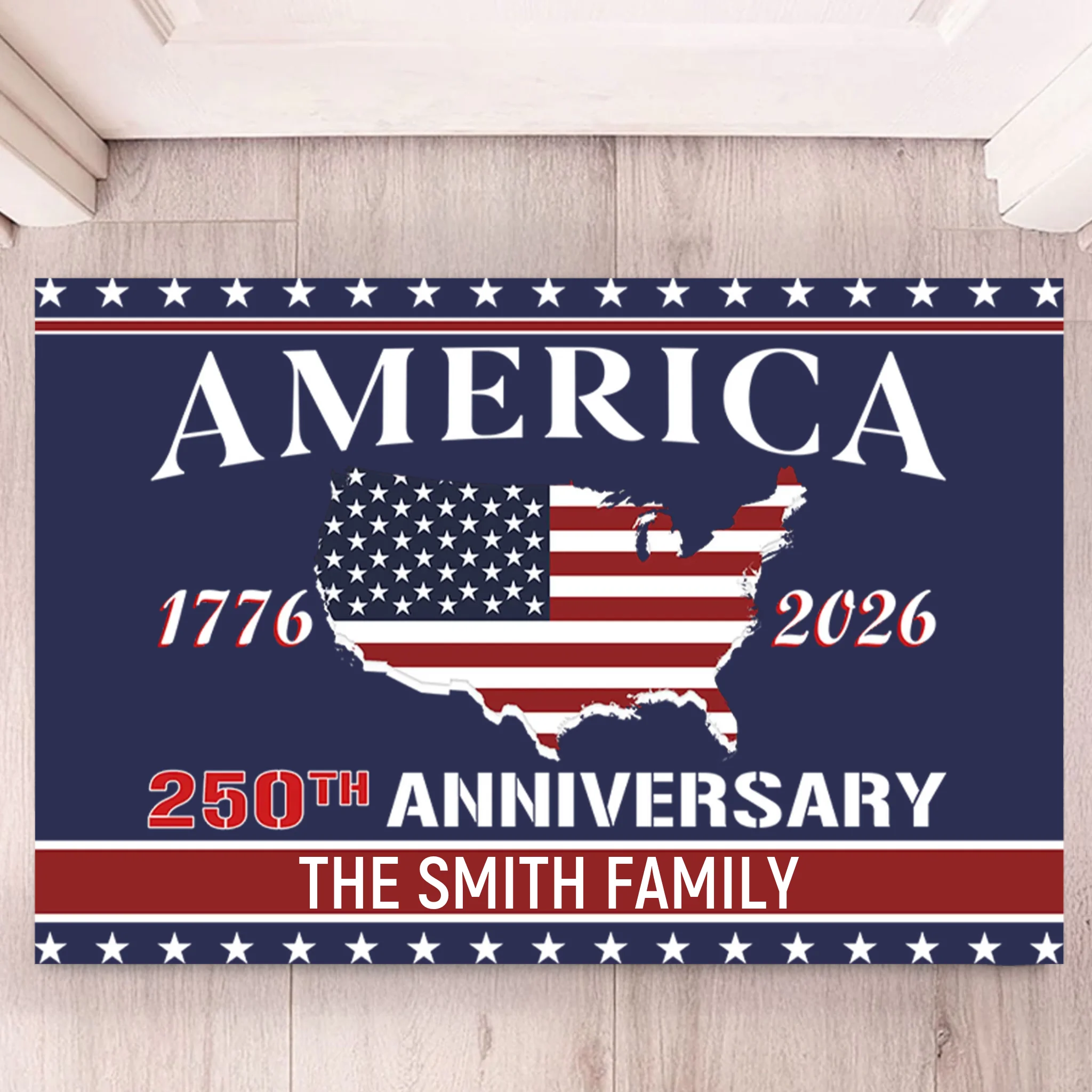 250th Anniversary Customized Floor Mat - Personalized Color and Name Doormat - Patriot's Memorabilia