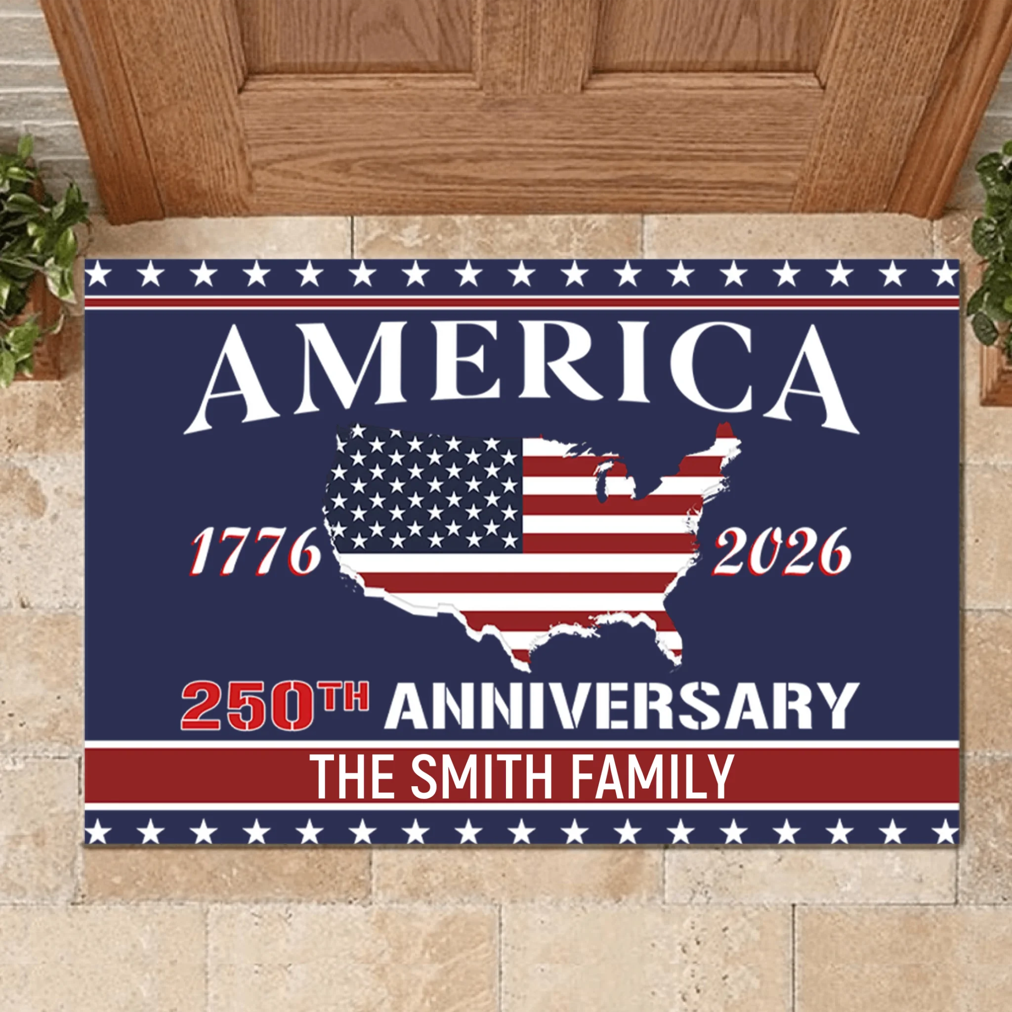 250th Anniversary Customized Floor Mat - Personalized Color and Name Doormat - Patriot's Memorabilia