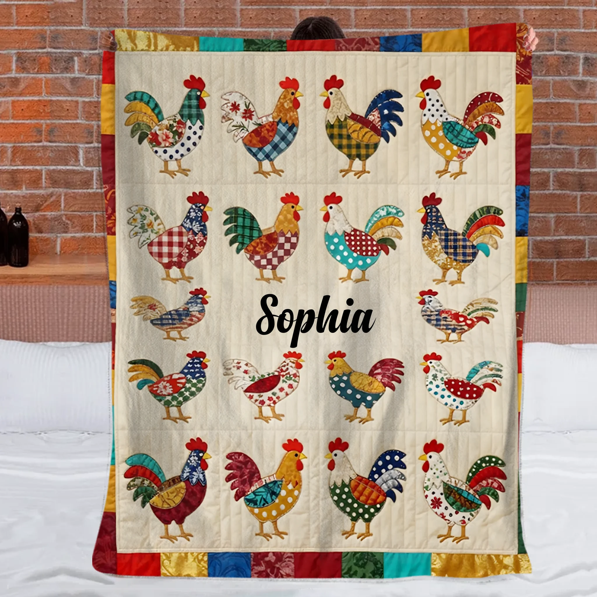 Love Chicken Custom Blanket - Personalized Name - Gifts for Chicken Farmers, Chicken Lovers