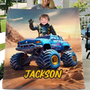 Monster Trucks Cars Motorcycles Collection - Customized Kids Name Blanket