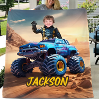 Monster Trucks Cars Motorcycles Collection - Customized Kids Name Blanket