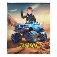 Monster Trucks Cars Motorcycles Collection - Customized Kids Name Blanket