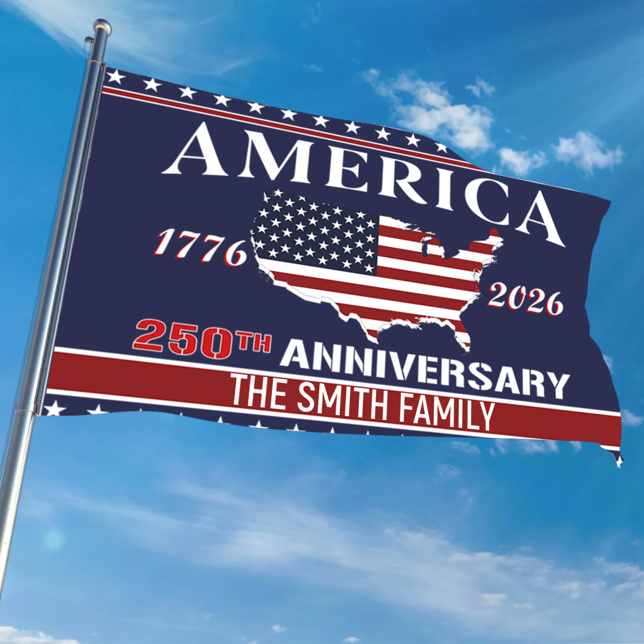 250th Anniversary Customized Flag - Personalized Color and Name - Patriot's Memorabilia