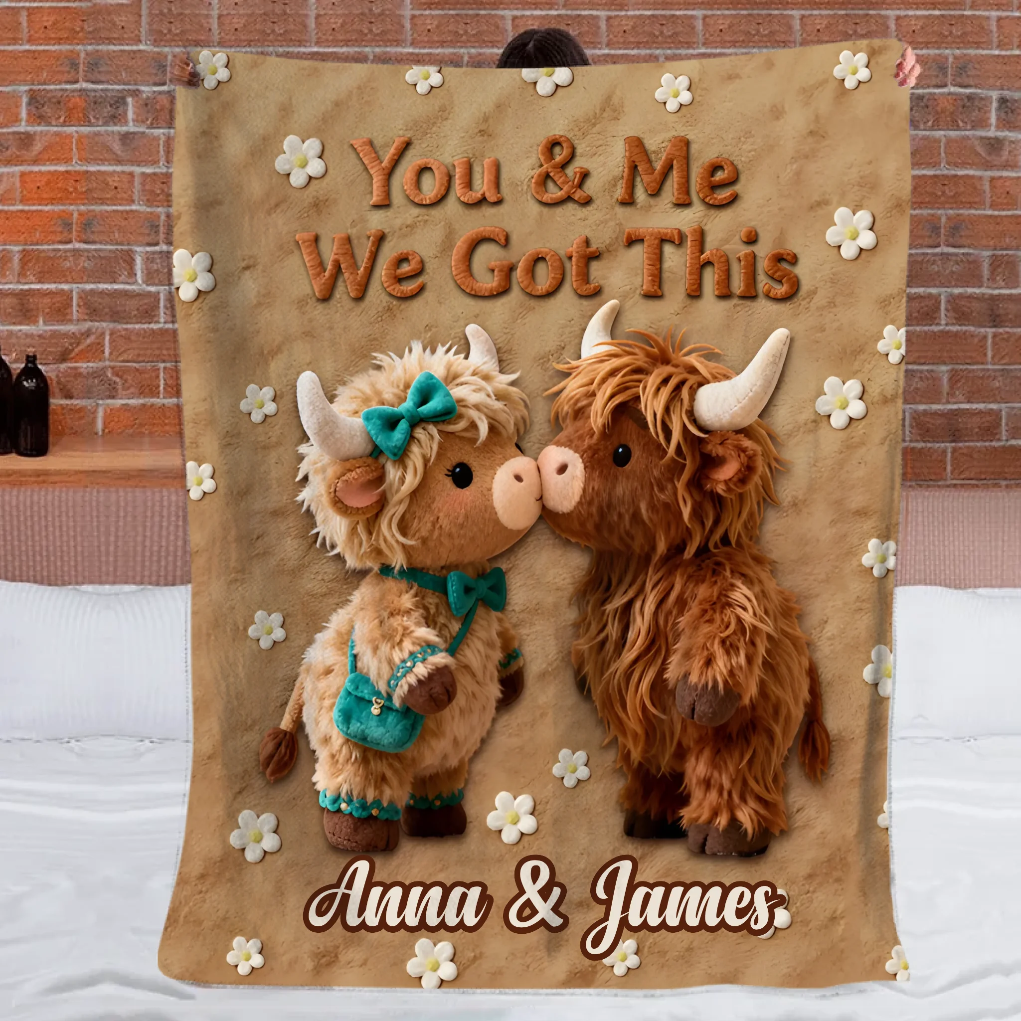 You & Me We Got This Customized Highland Cow Blanket - Personalized Name - Gift For Highland Cow Lovers, Couple
