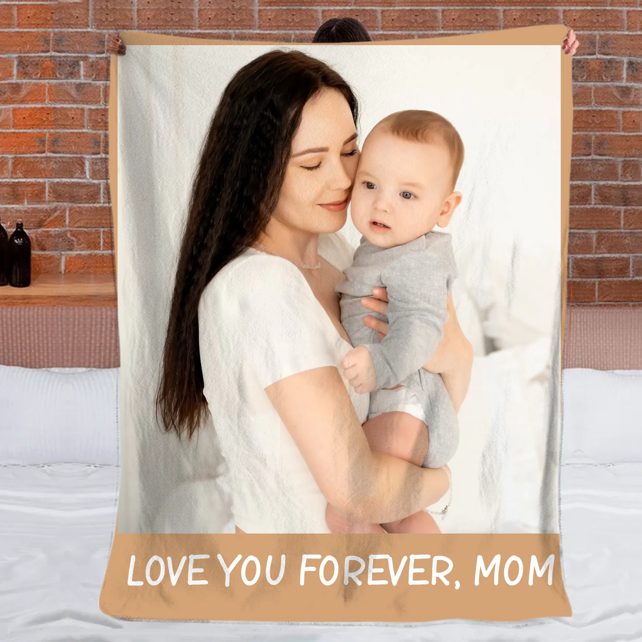 Customized "Mom" Photo Blanket - Personalized Text And Photo - Gift For Mom, Grandma