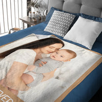 Customized "Mom" Photo Blanket - Personalized Text And Photo - Gift For Mom, Grandma