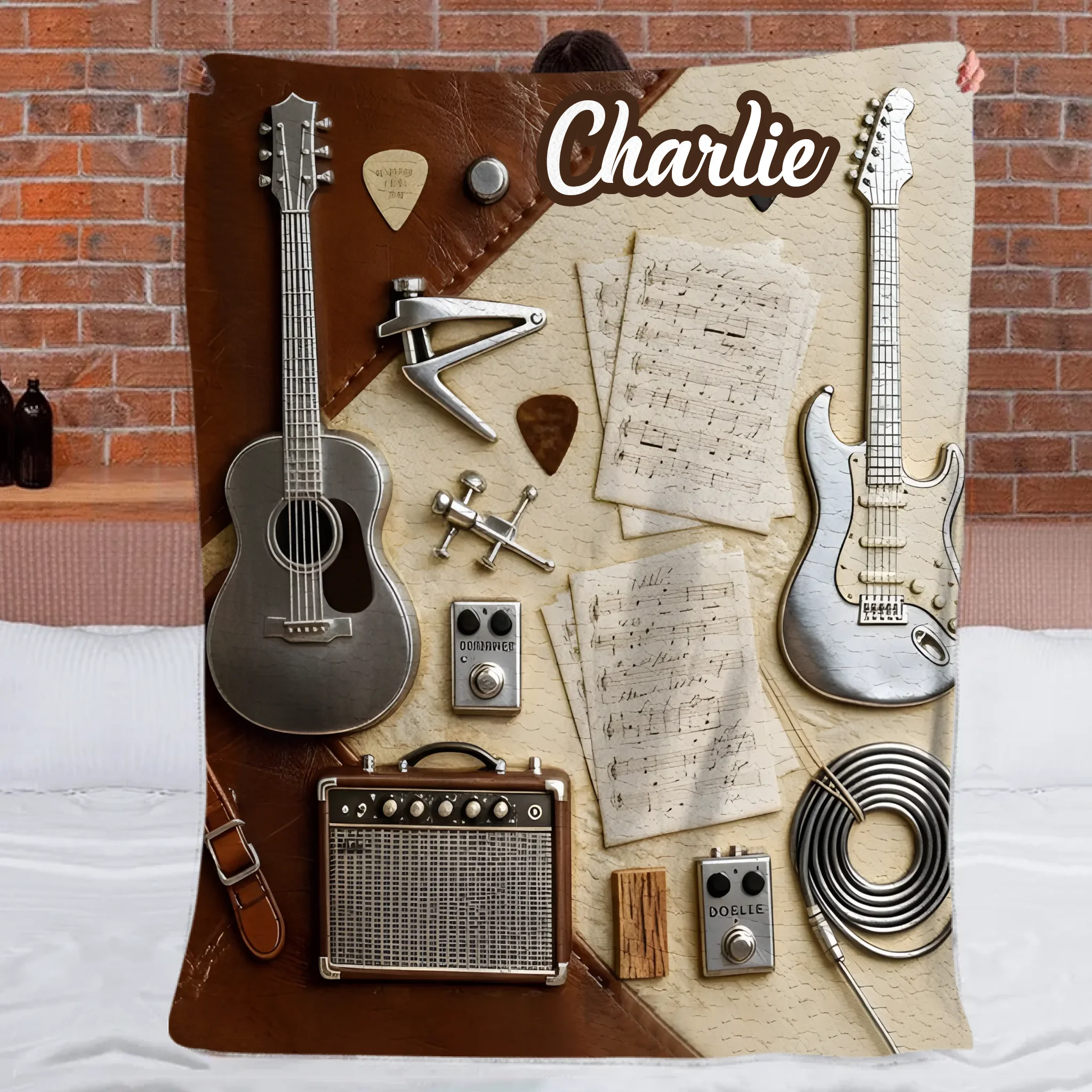 Custom Guitarist Blanket - Personalized Name - Gifts for Guitarists, Guitar Enthusiasts, Musicians
