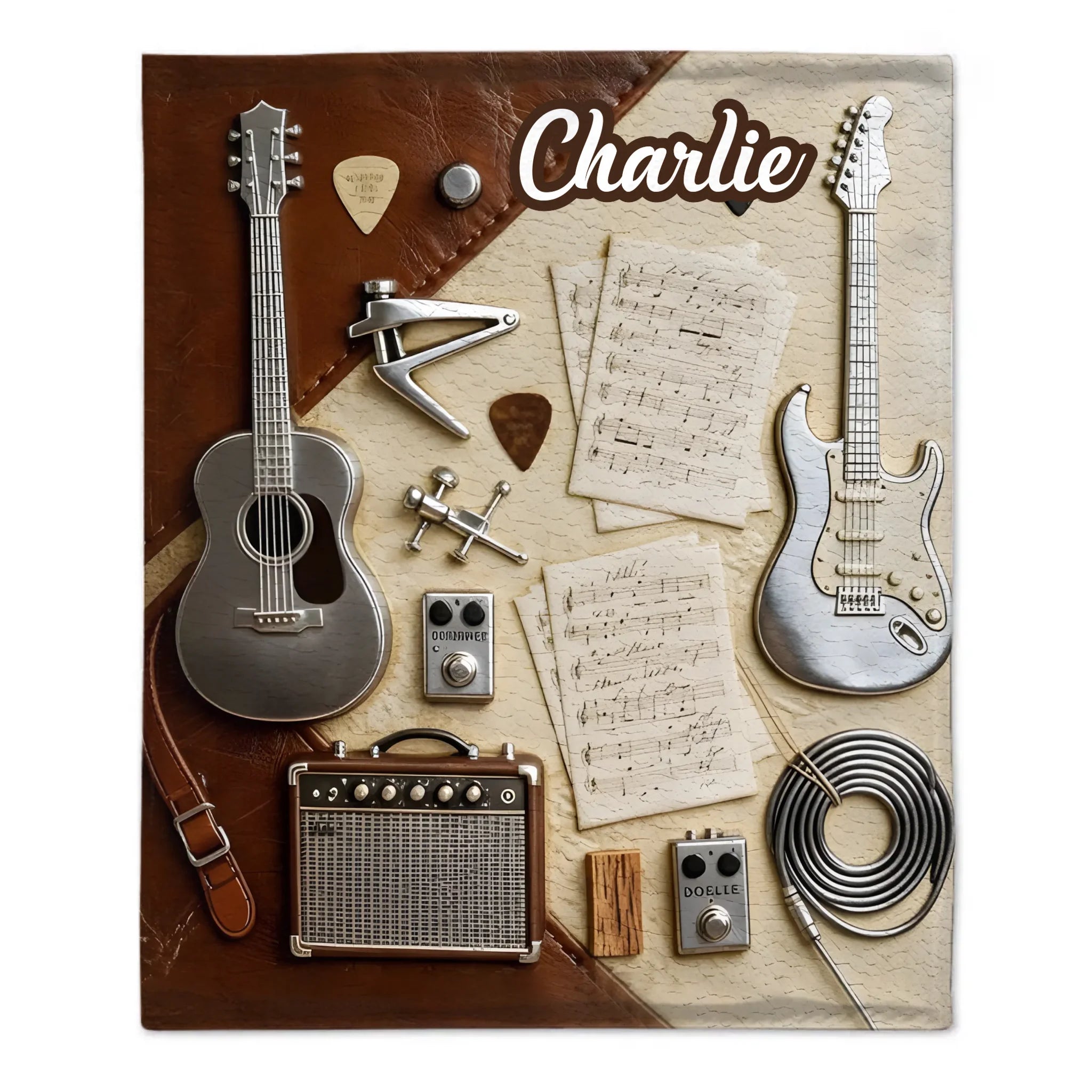 Custom Guitarist Blanket - Personalized Name - Gifts for Guitarists, Guitar Enthusiasts, Musicians