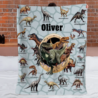 Personalized Custom Name Blankets -  Dinosaur Theme