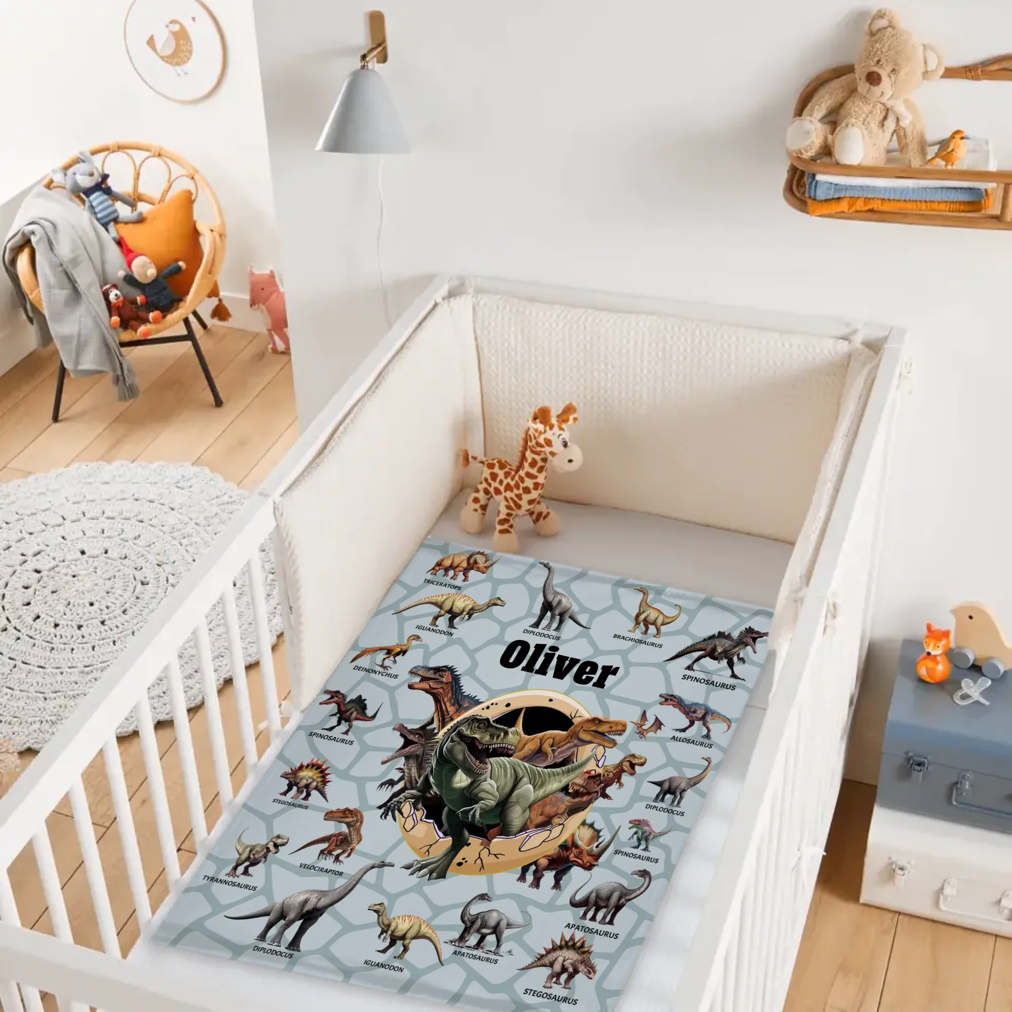 Personalized Custom Name Blankets -  Dinosaur Theme