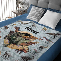 Personalized Custom Name Blankets -  Dinosaur Theme