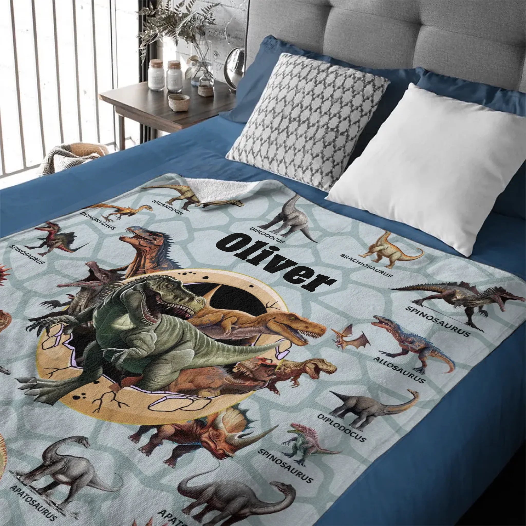 Personalized Custom Name Blankets -  Dinosaur Theme