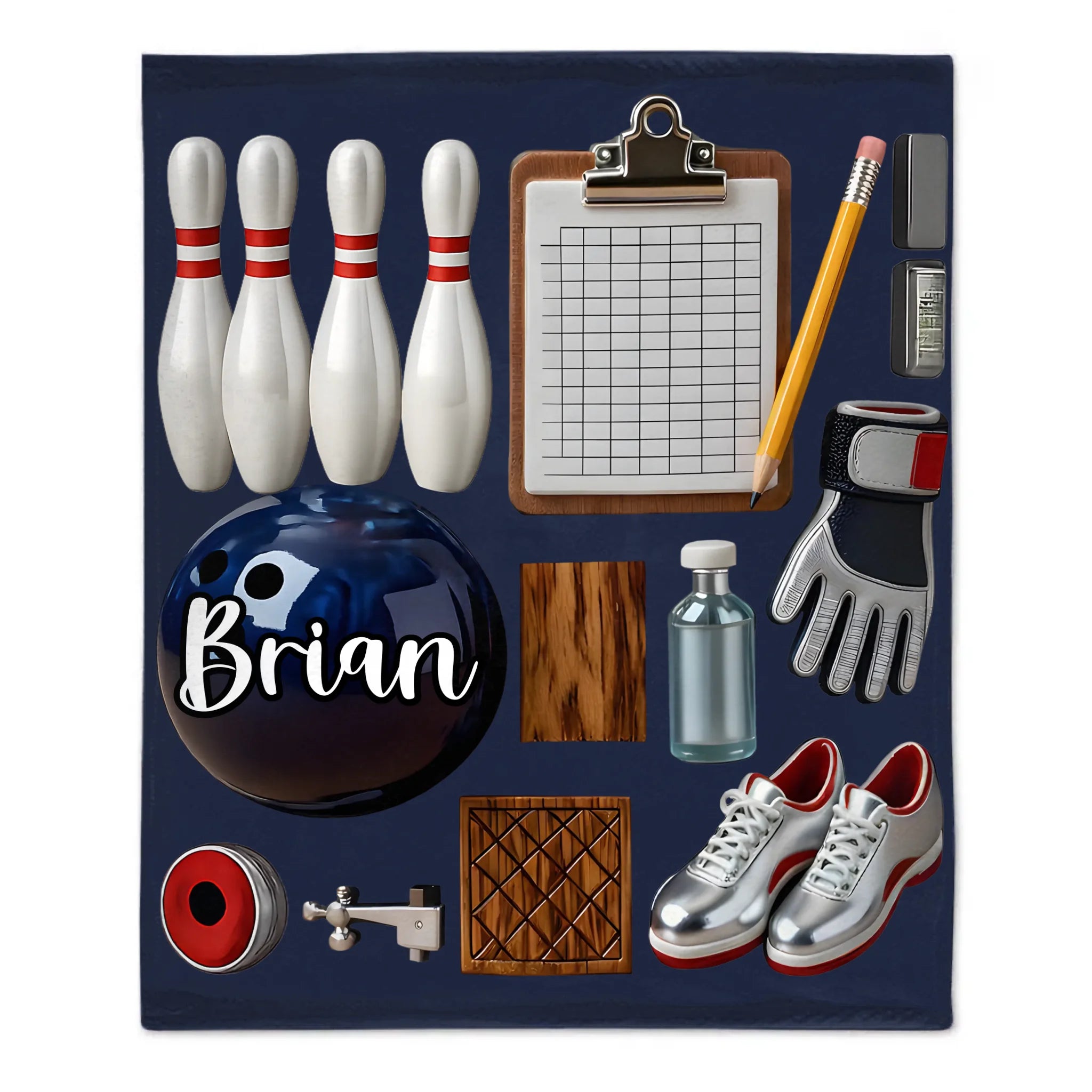 Love Bowling Customized Blanket - Personalized Name - Gift For Bowling Lovers