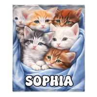 Warm Cat Customized Blanket – Personalized Name Blanket - Gifts For Pet Owners, Cat Lovers