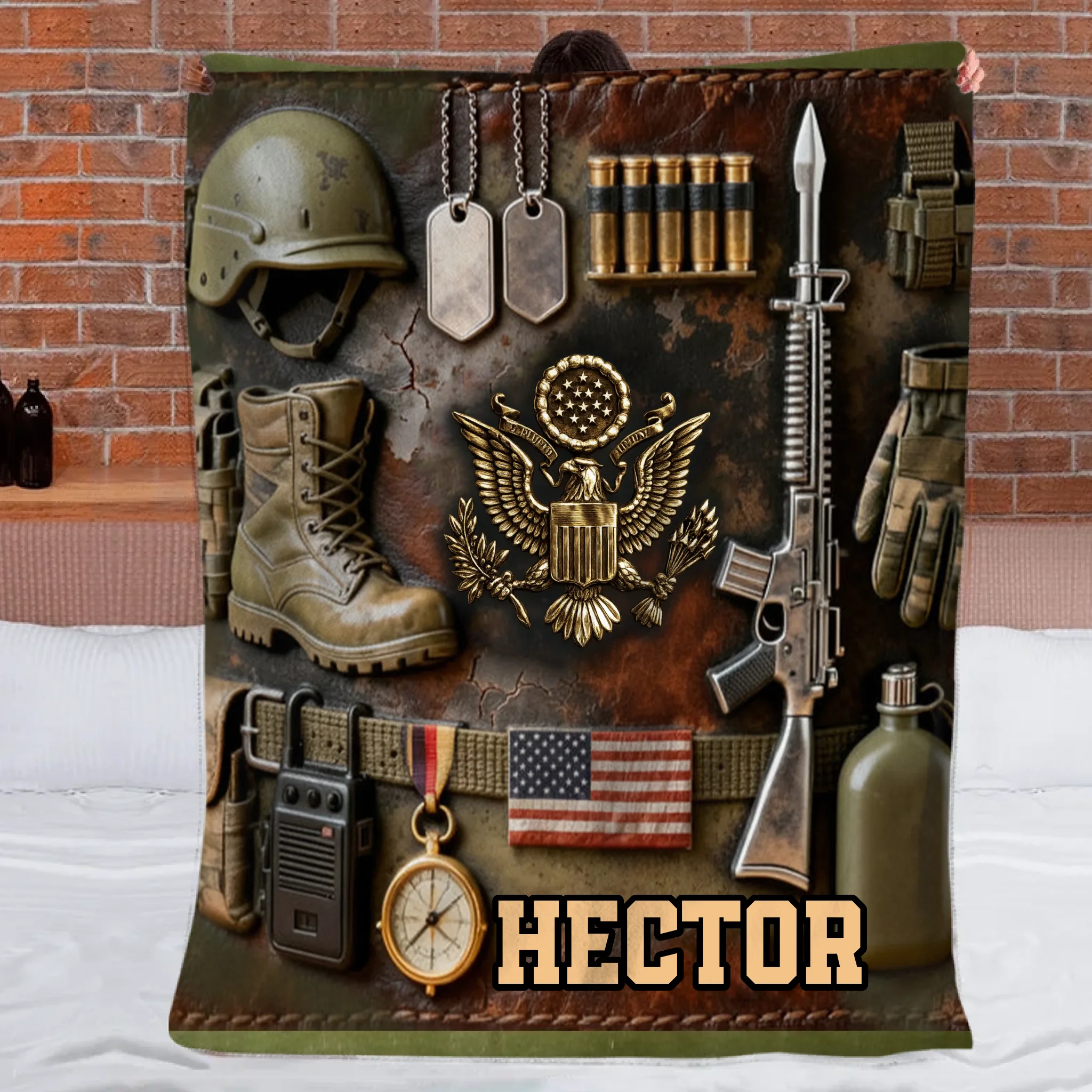 Semper Fidelis –  Personalized Name Veteran Accent Blanket - Gift For Veterans, Soldiers