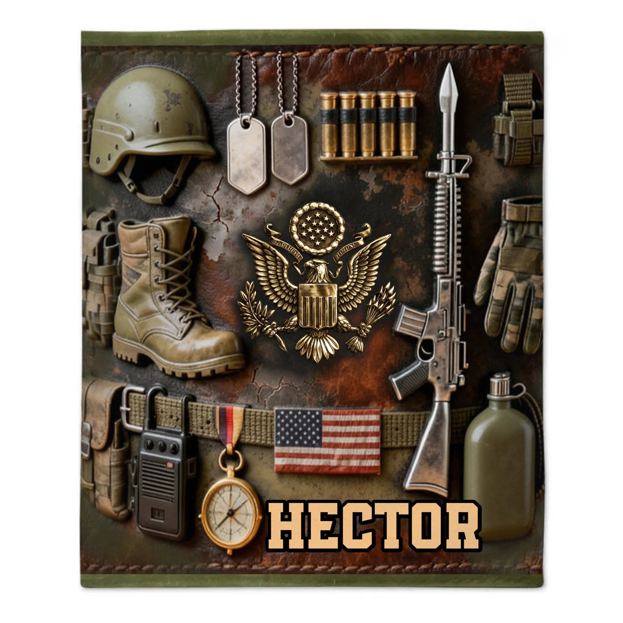 Semper Fidelis –  Personalized Name Veteran Accent Blanket - Gift For Veterans, Soldiers