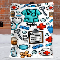 Nurse Accent Customized Blanket – Personalized Name – Commemorative Gift For Nurses