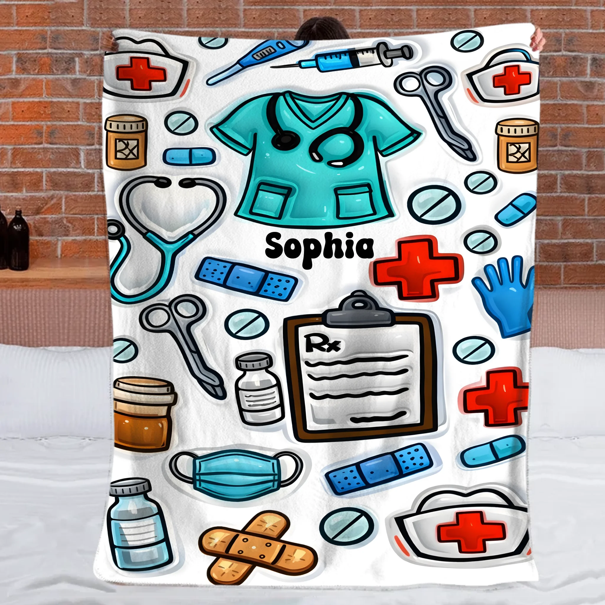 Nurse Accent Customized Blanket – Personalized Name – Commemorative Gift For Nurses