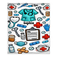 Nurse Accent Customized Blanket – Personalized Name – Commemorative Gift For Nurses
