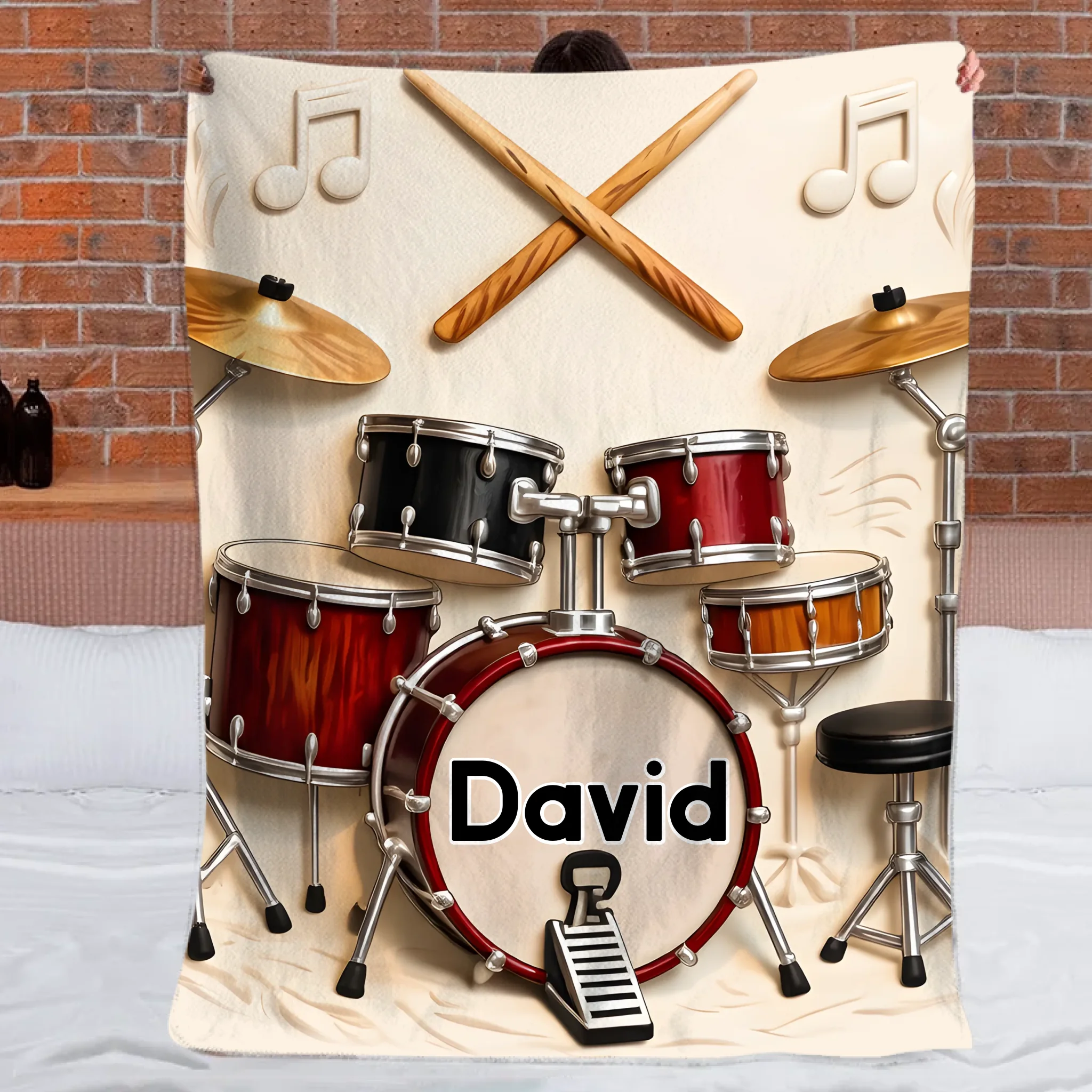 Awsome Drummer Customized Blanket – Personalized Name – Gifts For Drummers, Music Lovers, Musicians