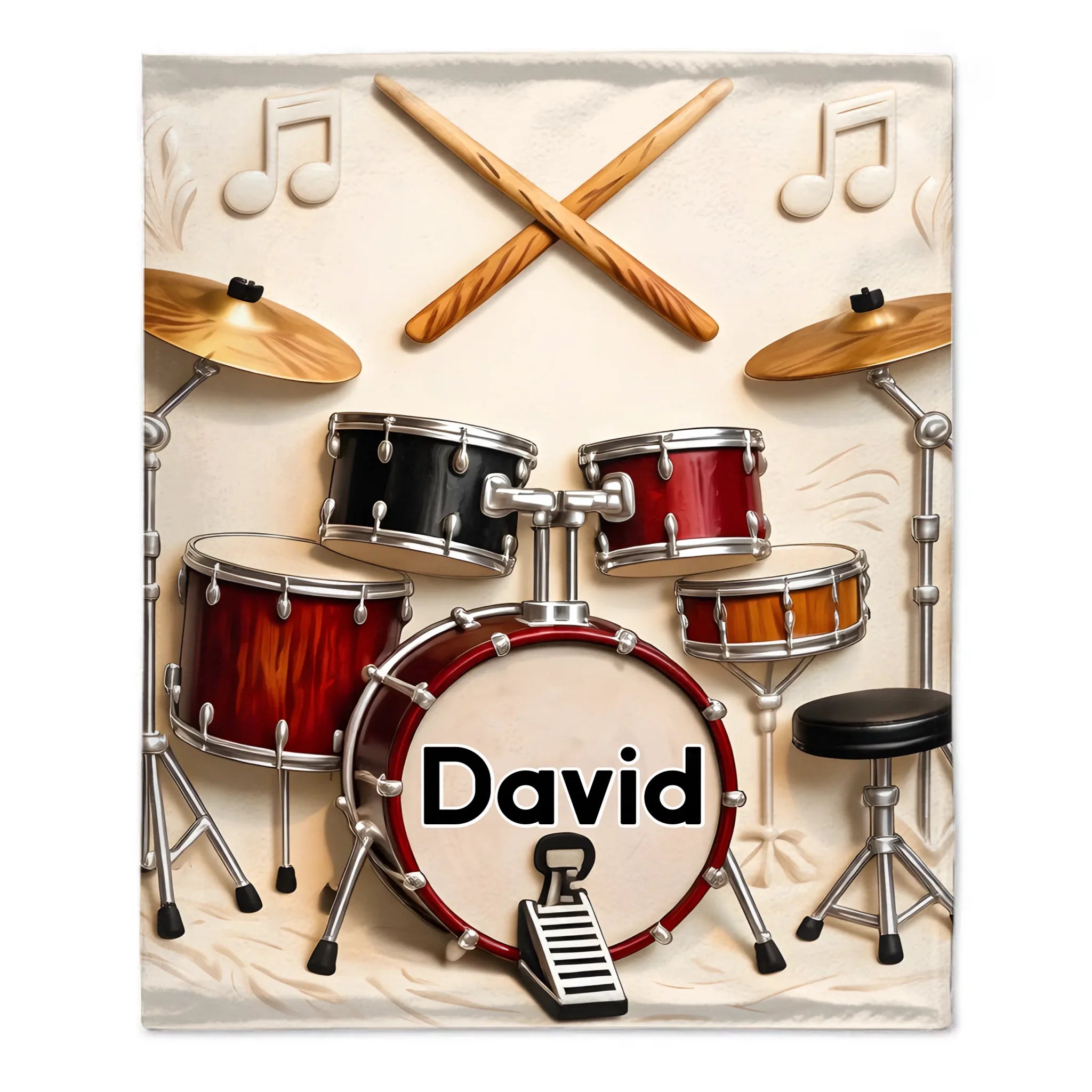 Awsome Drummer Customized Blanket – Personalized Name – Gifts For Drummers, Music Lovers, Musicians