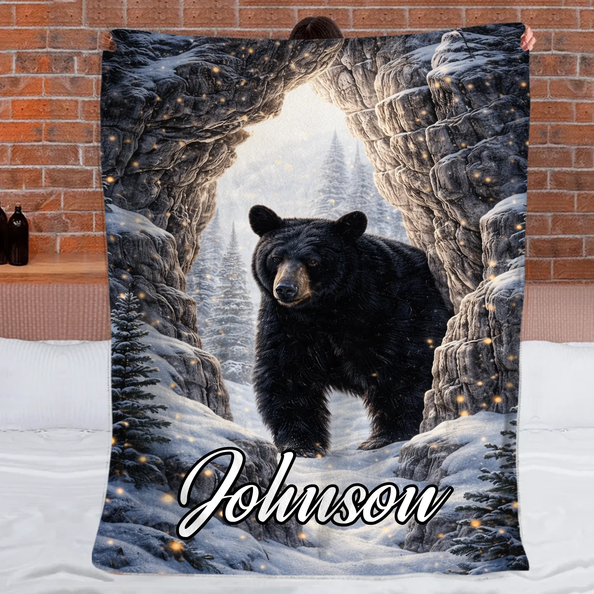 Bear Canyon Quest Area Customized Blanket - Personalized Name - Gift For Bear Lovers, Adventure Enthusiast, Friends