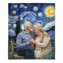 Impressionist Painting Starry Night Custom Blanket - Personalized Photo and Names - Gift for Couple, Him & Her