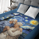 Impressionist Painting Starry Night Custom Blanket - Personalized Photo and Names - Gift for Couple, Him & Her