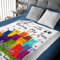 Cats Bring Me Joy Humans Make My Head Hurt - Personalized Name Blanket - Gift For Cats Lovers, Cats Owners