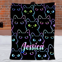 Custom Blanket with Fluorescent-Edged Animal Patterns - Personalized Name - Gift For Friends
