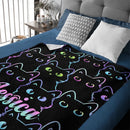 Custom Blanket with Fluorescent-Edged Animal Patterns - Personalized Name - Gift For Friends