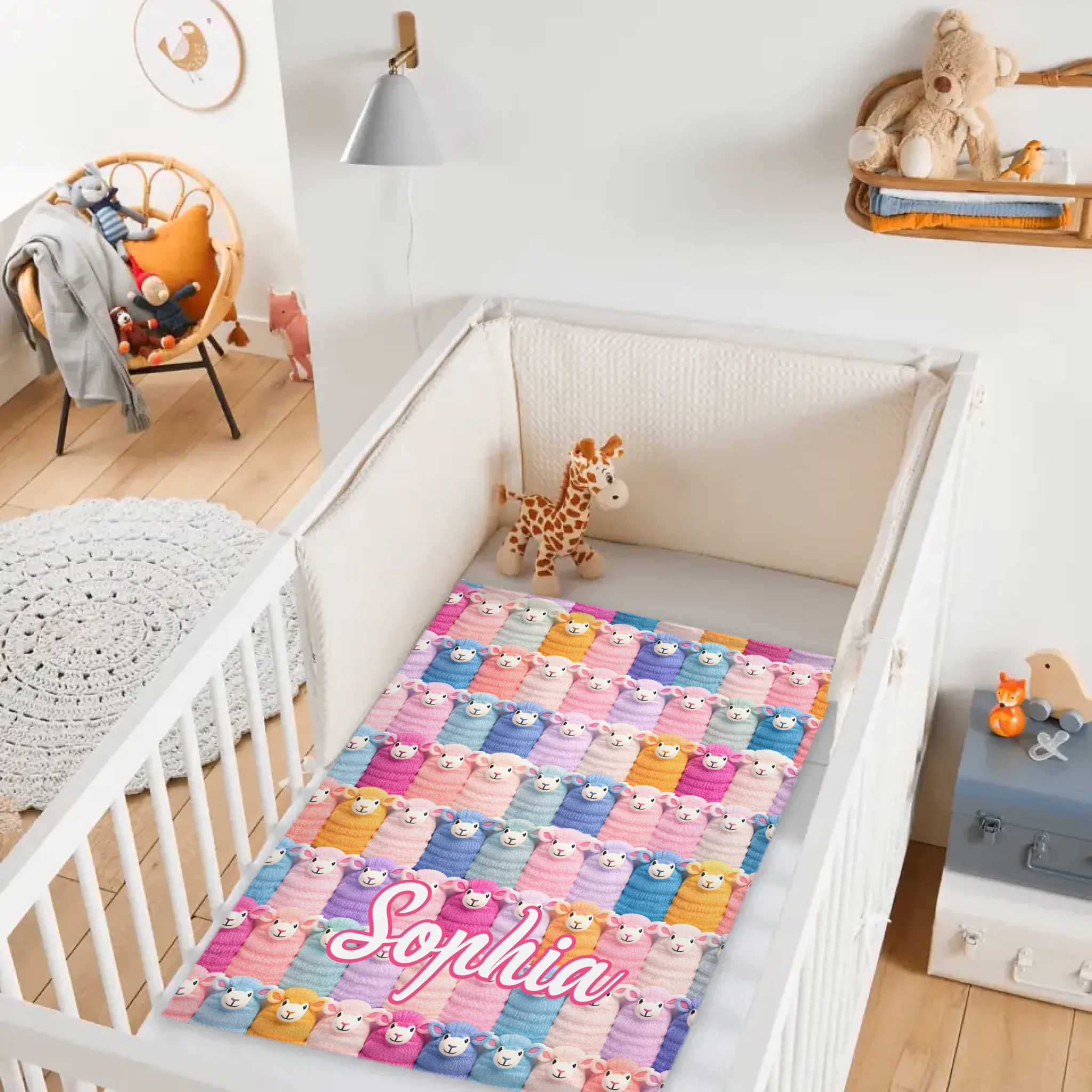 Colored Sheep Custom Blanket - Personalized Name - Gift For Sheep Lover