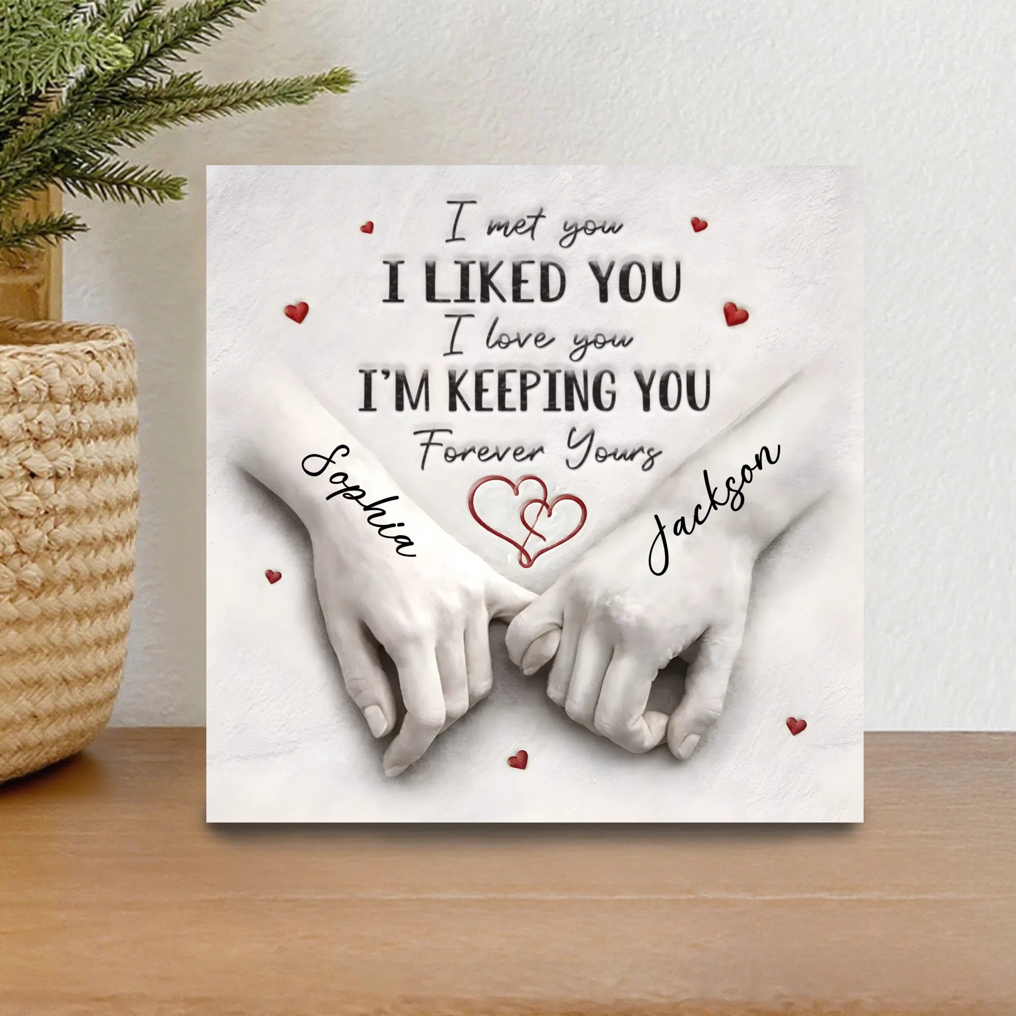 Met You, Liked You, Love You Customized Acrylic - Personalized Names Acrylic Plaque - Anniversary Wedding Gifts For Husband/Wife, Him/Her