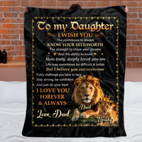 Customized Lion-patterned Letter Blanket - Personalized Title and Names - Gifts For Dad, Son, Daughter, Grandson, Granddaughter