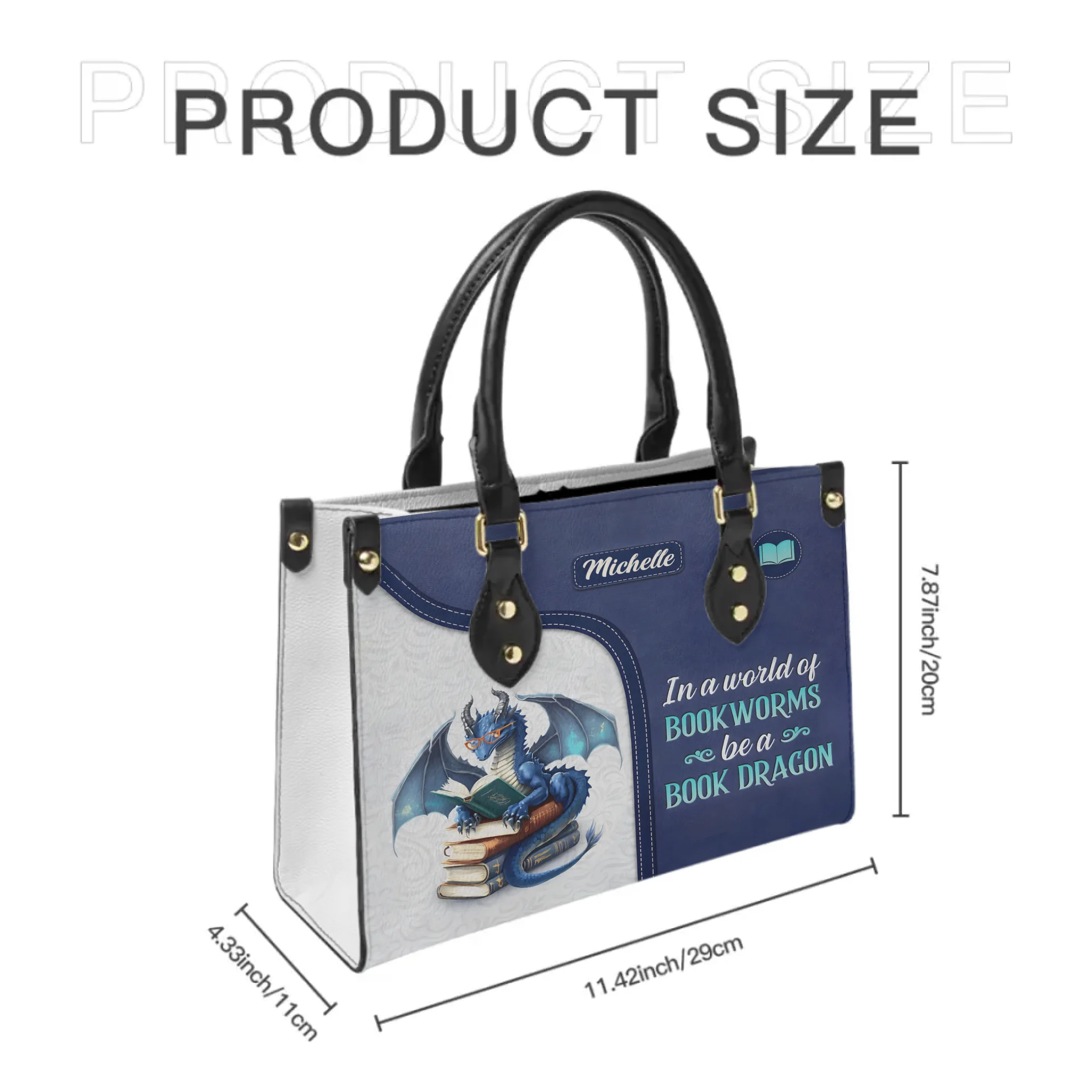 In A World Of Book Worms Be A Book Dragon - Personalized Name Tote Bag - Gift For Book Lovers