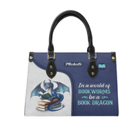 In A World Of Book Worms Be A Book Dragon - Personalized Name Tote Bag - Gift For Book Lovers